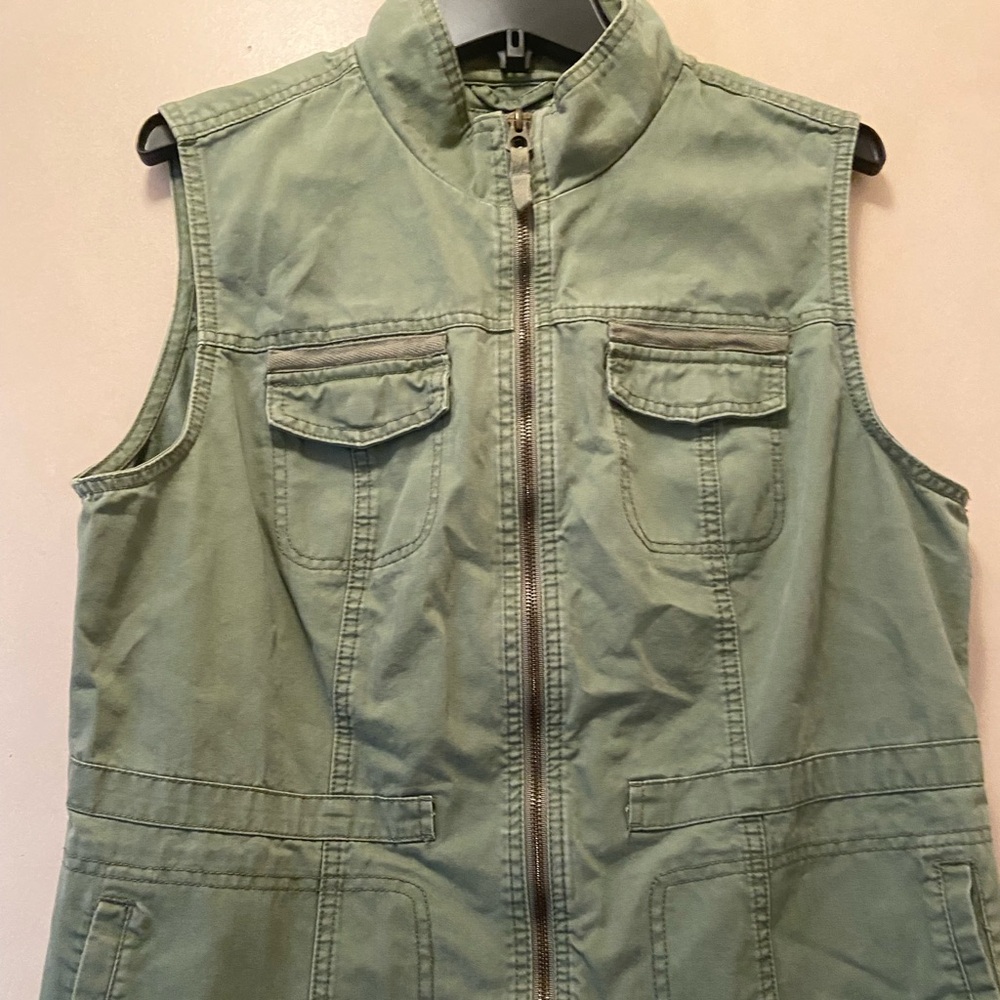 Merona Olive Green Utility Vest with Zip and Pockets